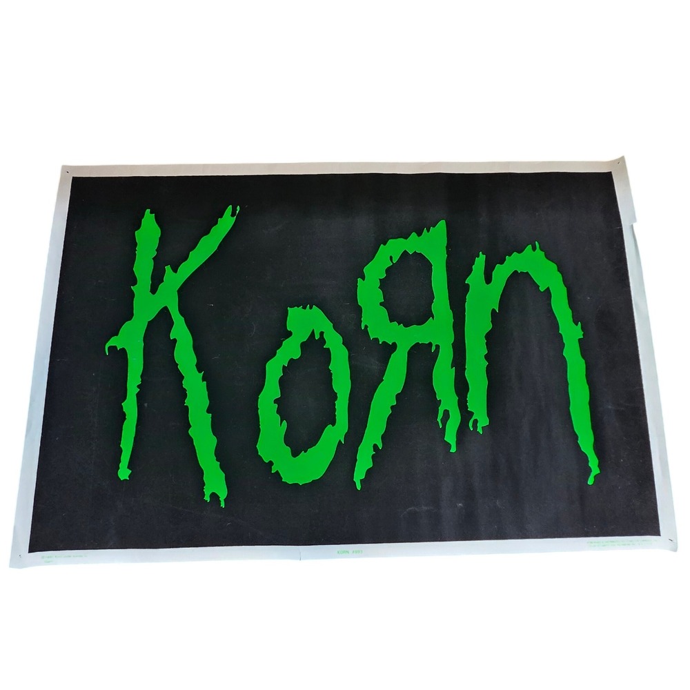Korn Blacklight Poster Giant Funky Rock Grunge Flocked Neon Green Vintage 1997